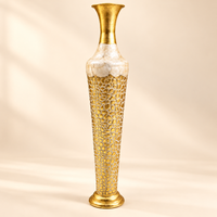 Gold & Ivory Mosaic-Effect Textured Metal Floor Vase - 36 inches (H) × 7 inches (W) - image 5