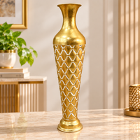Gold Diamond Lattice Textured Metal Floor Vase - 29 inches (H) × 8 inches (W) - image 1