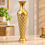 Gold Diamond Lattice Textured Metal Floor Vase - 29 inches (H) × 8 inches (W) - image 1