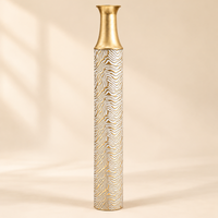 Ivory & Gold Wave-Pattern Textured Metal Floor Vase - 29 inches (H) × 8 inches (W) - image 4