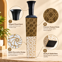 Black, Gold & Ivory Geometric Metal Floor Vase - 32 inches (H) × 7 inches (W) - image 3
