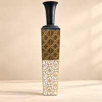 Black, Gold & Ivory Geometric Metal Floor Vase - 32 inches (H) × 7 inches (W) - image 5
