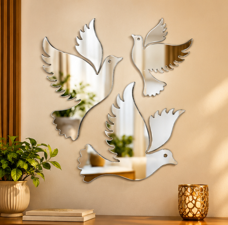 Anupam Elegant Swan Bird Acrylic Mirror Wall Sticker | Reflective Decorative Bird Wall Art for Living Room, Bedroom & Entryway