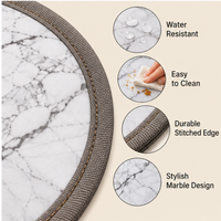 Anupam Round 22 cm White Marble Vein Design Trivet with Grey Border | Elegant Kitchen Countertop and Dining Table Hot Pot Stand view 2
