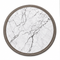 Anupam Round 22 cm White Marble Vein Design Trivet with Grey Border | Elegant Kitchen Countertop and Dining Table Hot Pot Stand view 4