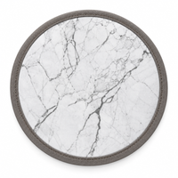 Anupam Round 22 cm White Marble Vein Design Trivet with Grey Border | Elegant Kitchen Countertop and Dining Table Hot Pot Stand view 5