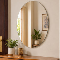 Anupam Modern Oval Plastic Frame Wall Mirror with Soft Rounded Shape | Decorative Bedroom Bathroom and Vanity Reflective Mirror view 2