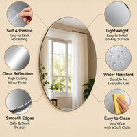 Anupam Modern Oval Plastic Frame Wall Mirror with Soft Rounded Shape | Decorative Bedroom Bathroom and Vanity Reflective Mirror view 3