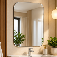 Anupam Rounded Rectangle Plastic Framed Wall Mirror | Contemporary Decorative Bedroom Bathroom Dressing and Entryway Mirror view 2