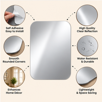Anupam Rounded Rectangle Plastic Framed Wall Mirror | Contemporary Decorative Bedroom Bathroom Dressing and Entryway Mirror view 3