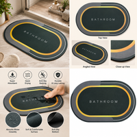 Anupam Black Oval BATHROOM Printed Floor Mat with Gold Accent Border | Non Slip Style Bathroom Door Mat and Entrance Rug view 4