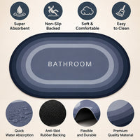 Anupam 125768D Modern Grey Layered Oval BATHROOM Floor Mat | Printed Non Slip Style Entryway and Bath Door Rug image 2