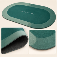 Anupam 125768E Teal Green MORANDI Oval Printed Bathroom Mat | Minimal Modern Washroom Entryway Door Rug image 2