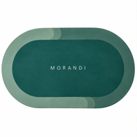 Anupam 125768E Teal Green MORANDI Oval Printed Bathroom Mat | Minimal Modern Washroom Entryway Door Rug image 4