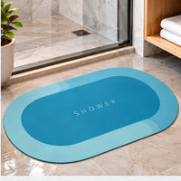 Anupam 125768F Bright Blue OVAL HOME Printed Bathroom Floor Mat | Contemporary Colourful Entryway Door Rug image 1