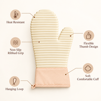 Cream quilted oven mitt product photo view 3