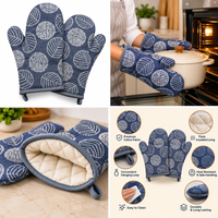 Navy Blue & White Oven Mitts & Kitchen Gloves photo 4