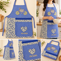 Navy Blue and Cream Floral kitchen apron photo 2