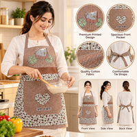 Mocha Brown and Beige Floral kitchen apron photo 2
