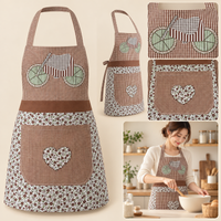 Mocha Brown and Beige Floral kitchen apron photo 3