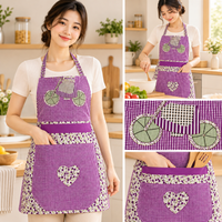 Purple and Cream Floral kitchen apron photo 3