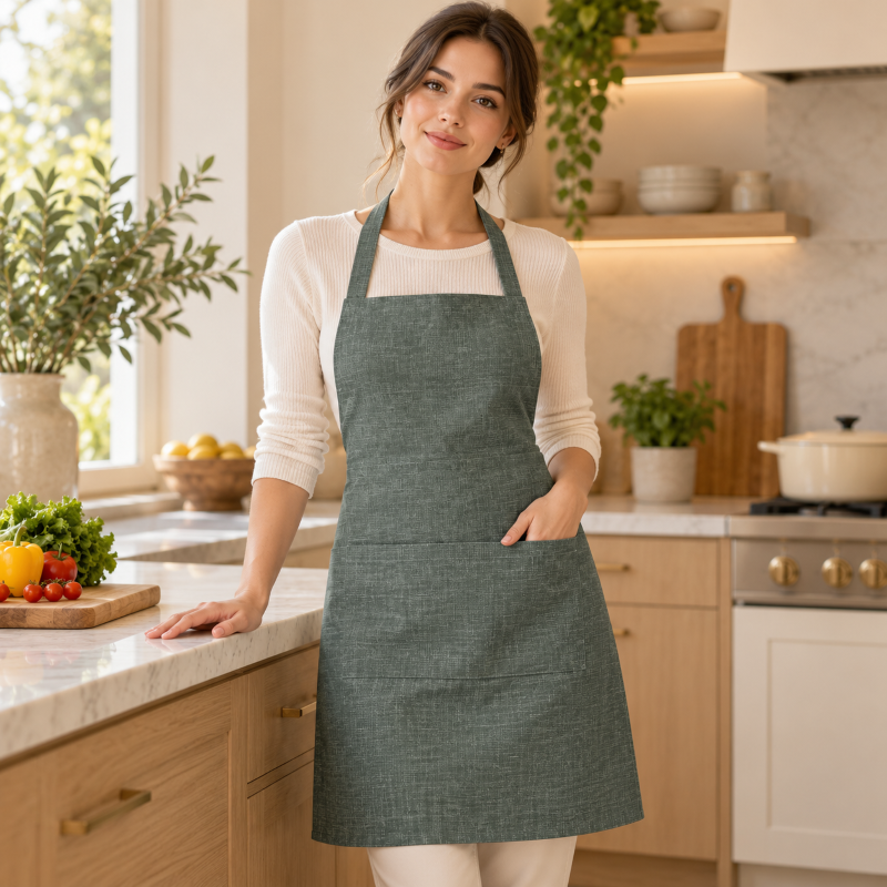 Sage Olive Green kitchen apron photo 1