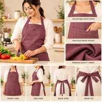 Dusty Rose Maroon kitchen apron photo 3
