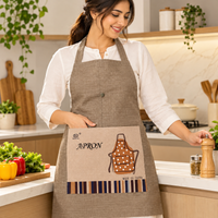 Natural Taupe Brown kitchen apron photo 3