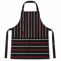 Black with Red & White Stripes striped kitchen apron photo 4
