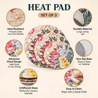Cream Multicolour Floral quilted table mat photo 4