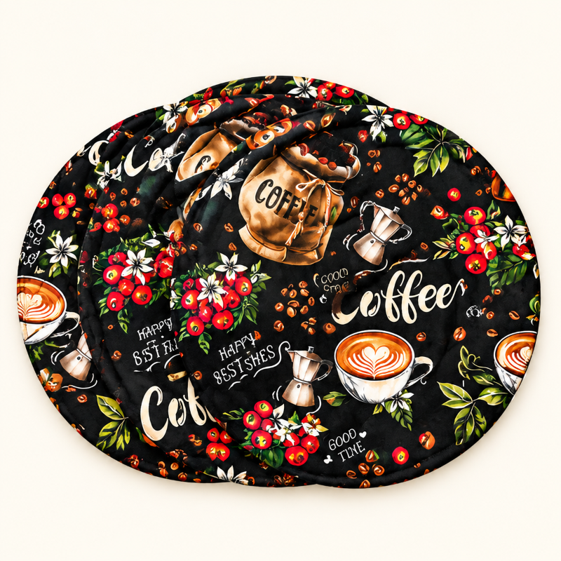 Black Coffee Print quilted table mat photo 1
