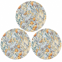Pastel Blue Gold Paisley Floral round quilted table mat photo 4