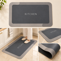 Anupam 127568J Modern Charcoal KITCHEN Printed Rectangular Floor Mat with Soft Grey Border | Home & Kitchen Door Rug view 2