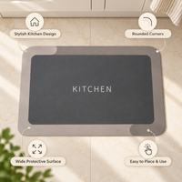 Anupam 127568J Modern Charcoal KITCHEN Printed Rectangular Floor Mat with Soft Grey Border | Home & Kitchen Door Rug view 3
