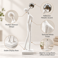 Anupam abstract white and silver balance ball figurine features