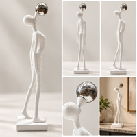 Anupam abstract white and silver balance ball figurine multi angle views