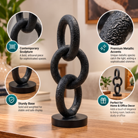 Anupam black interlocking ring sculpture features and metallic texture