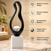 Anupam black abstract figurine with silver ball features
