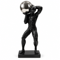 Anupam black and metallic silver abstract man figurine white background