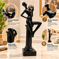 Anupam black abstract lady figurine metallic sphere features