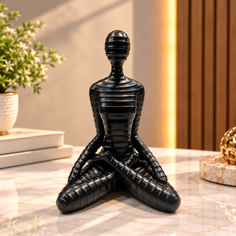 Anupam abstract meditating figurine matte black lifestyle view