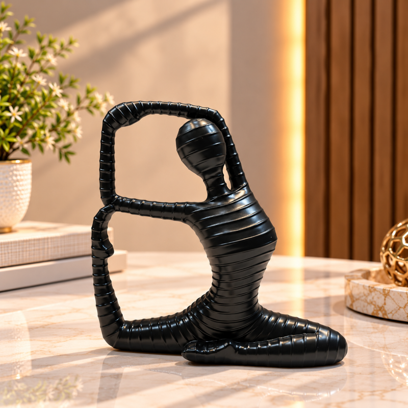 Anupam modern black abstract yoga figurine lifestyle view