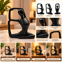 Anupam modern black abstract yoga figurine multi view and uses