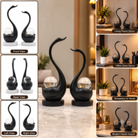 Anupam black swan pair figurine multi view and decor uses