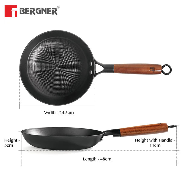 Odin Lightweight Iron Frypan with Wooden Coated Handle