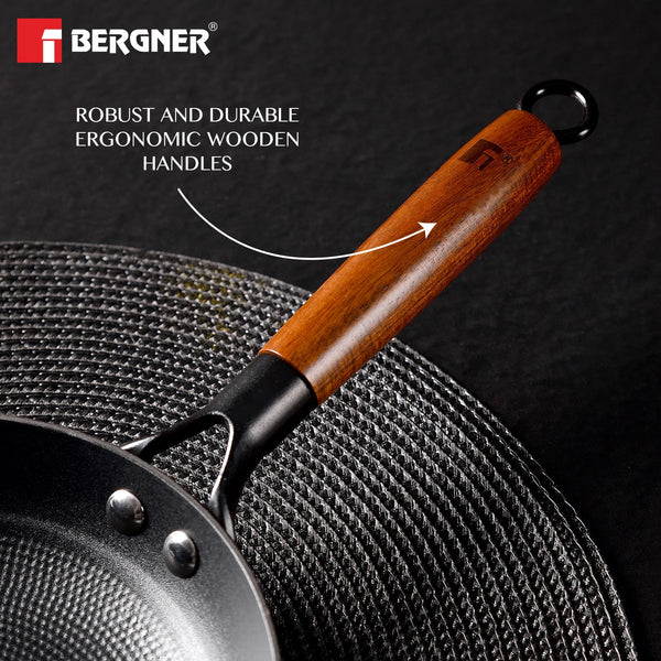 Odin Lightweight Iron Frypan with Wooden Coated Handle