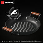 Odin 28 cm Lightweight Iron Grill Plate with Wooden Coated Handle