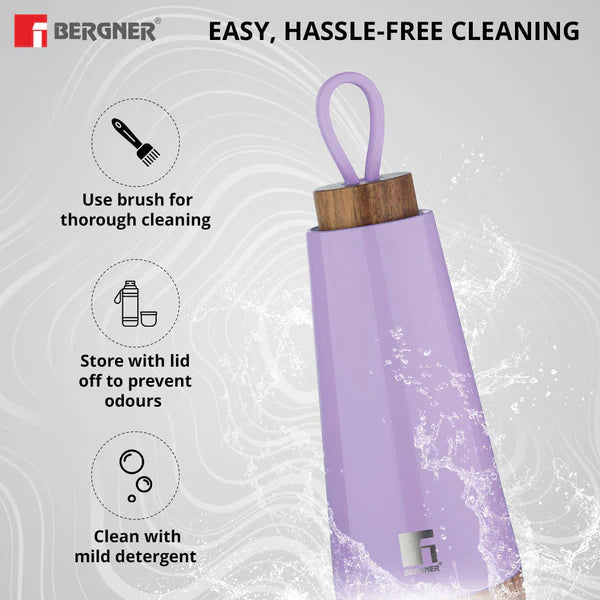 Bergner Walking Stainless Steel Vaccum Bottle 500ml, Mauve