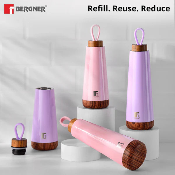 Bergner Walking Stainless Steel Vaccum Bottle 500ml, Mauve