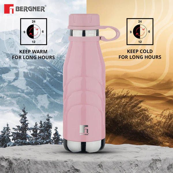 Bergner Walking Stainless Steel Vaccum Bottle 500ml, Peach